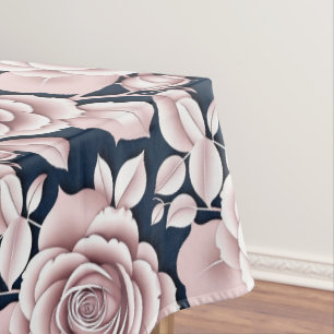 Luxurious Dark Blue Roses With White Details  Tablecloth