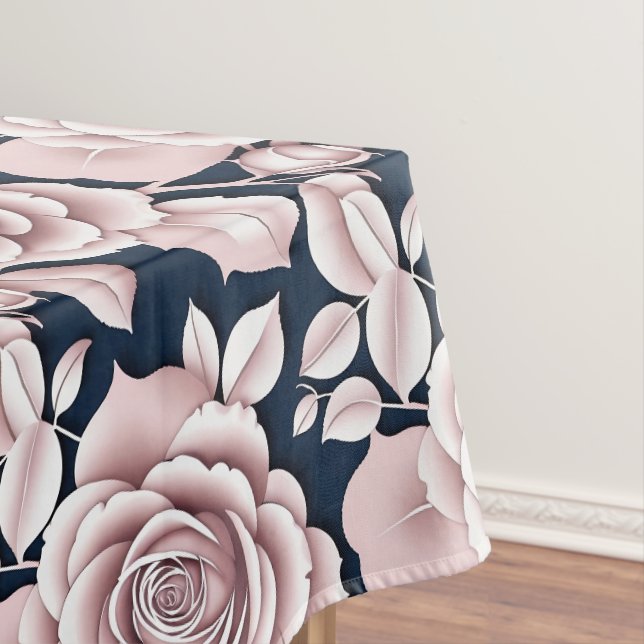 Luxurious Dark Blue Roses With White Details  Tablecloth (In Situ)