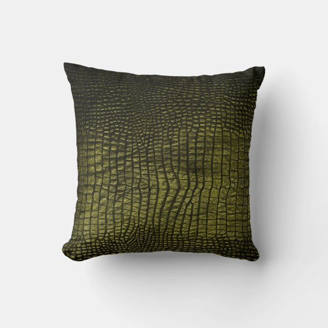Luxurious dark crocodile skin texture. cushion (Front)