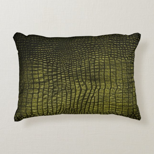 Luxurious dark crocodile skin texture. decorative cushion (Front)
