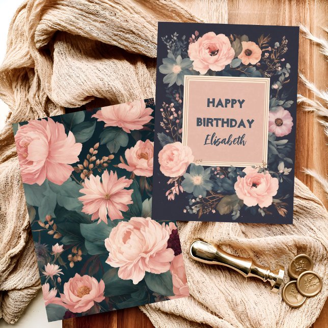 Luxurious dark floral birthday card (Creator Uploaded)