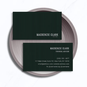 Luxurious Dark Green Pinstripe Business Card