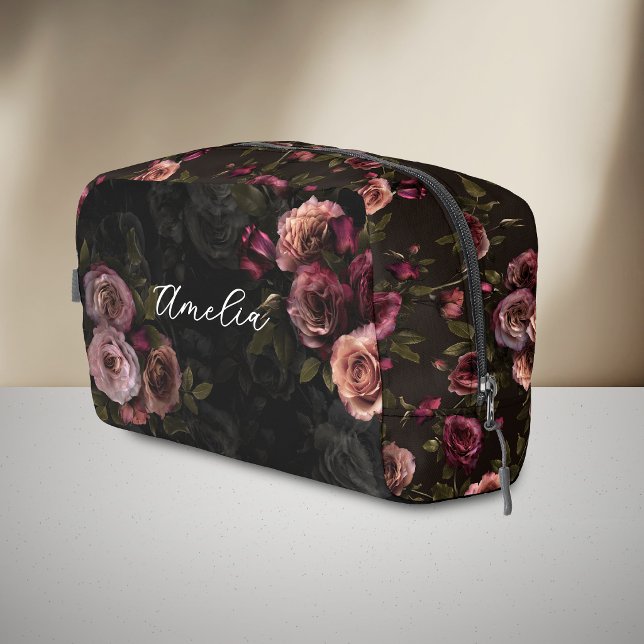 Luxurious Dark Pink Burgundy Botanical Bloom Dopp Kit (Creator Uploaded)