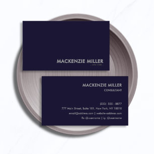 Luxurious Deep Navy Blue Monochrome Business Card