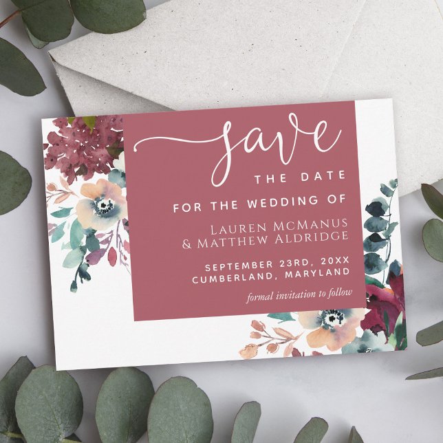 Luxurious Deep Rose Floral Save the Date (Creator Uploaded)