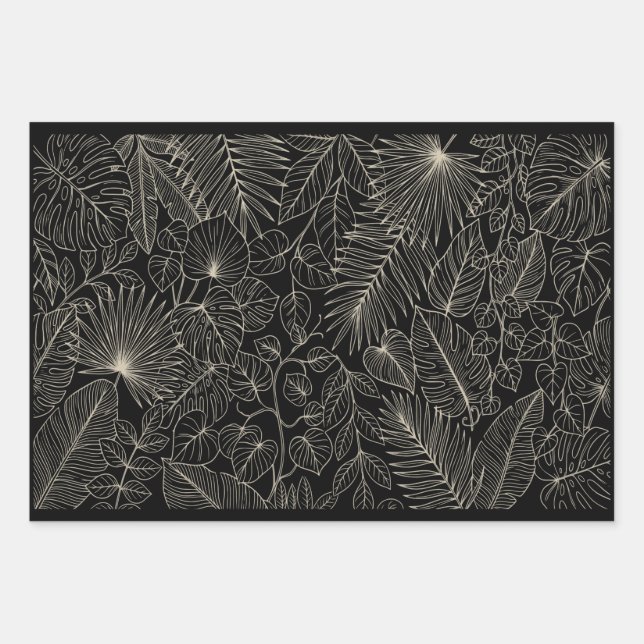 Luxurious design with a tropical leaf pattern wrapping paper sheet (Front)