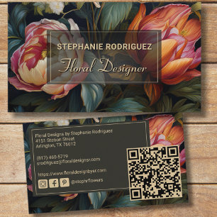 Luxurious Dutch Floral Painting Floral Design  Business Card
