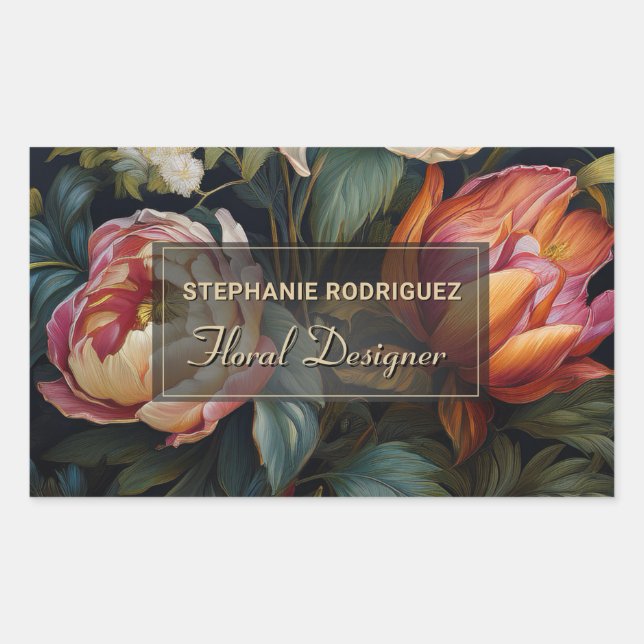 Luxurious Dutch Floral Painting Floral Design  Rectangular Sticker (Front)