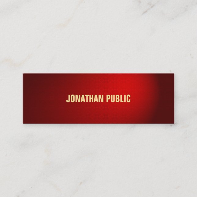 Luxurious Elegant Black Red Damask Professional Mini Business Card (Front)