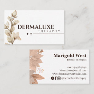 Luxurious Elegant Botanical Soft Beige Marble Leaf Business Card