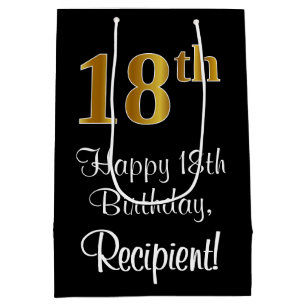 Luxurious, Elegant, Faux Gold Look 18th Birthday Medium Gift Bag