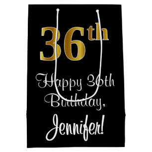 Luxurious, Elegant, Faux Gold Look 36th Birthday Medium Gift Bag