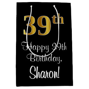 Luxurious, Elegant, Faux Gold Look 39th Birthday Medium Gift Bag