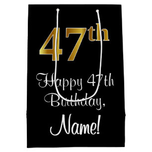 Luxurious, Elegant, Faux Gold Look 47th Birthday Medium Gift Bag