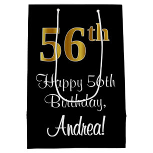 Luxurious, Elegant, Faux Gold Look 56th Birthday Medium Gift Bag