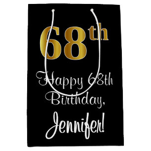 Luxurious, Elegant, Faux Gold Look 68th Birthday Medium Gift Bag