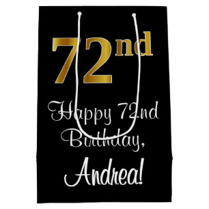Luxurious, Elegant, Faux Gold Look 72nd Birthday Medium Gift Bag