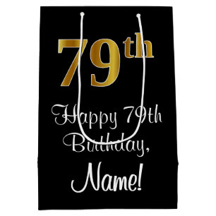 Luxurious, Elegant, Faux Gold Look 79th Birthday Medium Gift Bag