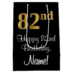 Luxurious, Elegant, Faux Gold Look 82nd Birthday Medium Gift Bag