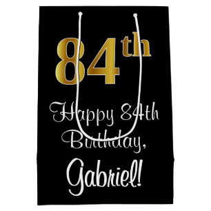 Luxurious, Elegant, Faux Gold Look 84th Birthday Medium Gift Bag