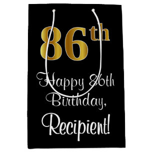Luxurious, Elegant, Faux Gold Look 86th Birthday Medium Gift Bag