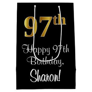 Luxurious, Elegant, Faux Gold Look 97th Birthday Medium Gift Bag