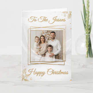 Luxurious Elegant Gold Frame Photo Christmas Card