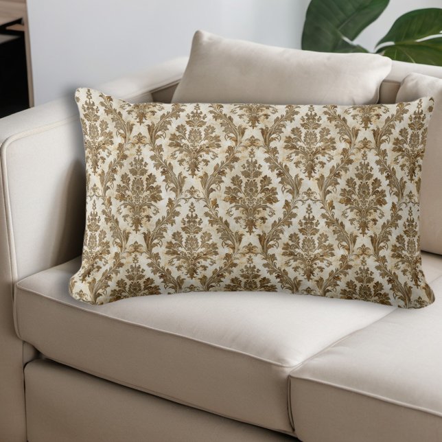 Luxurious Elegant Ivory Damask Lumbar Cushion (Creator Uploaded)
