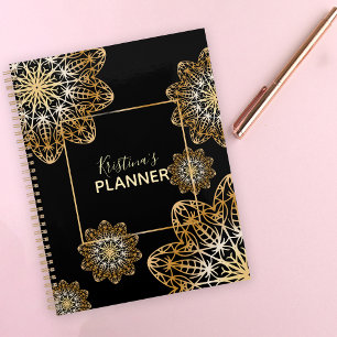Luxurious Elegant Metallic Gold Floral Mandala Planner