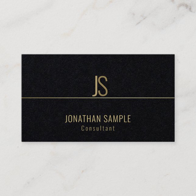 Luxurious Elegant Monogram Gold Text Template Business Card (Front)
