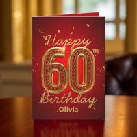 Luxurious Elegant Ruby Red and Gold 60th Birthday