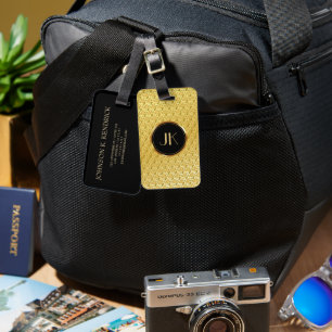 luxurious Elegant silver gold pattern monogrammed Luggage Tag