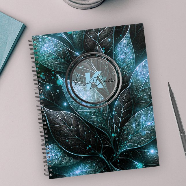 Luxurious Elegant Teal Black Glowing Foliage  Planner (Creator Uploaded)