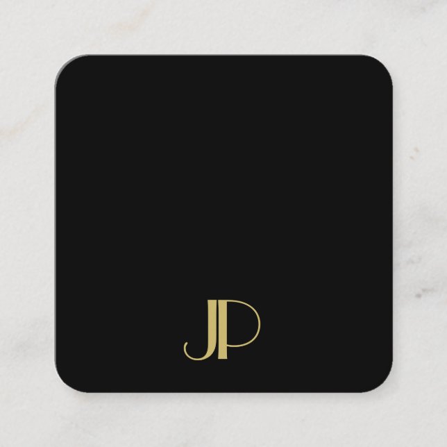 Luxurious Elegant Template Monogram Black And Gold Square Business Card (Front)
