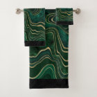 LUXURIOUS EMERALD GREEN MARBLE TOWEL SET
