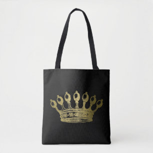 Luxurious Esoteric Gold Crown Black Tote Bag