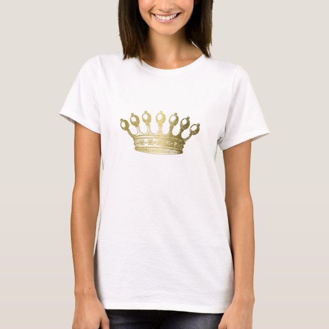 Luxurious Esoteric Gold Crown White T-Shirt (Front)