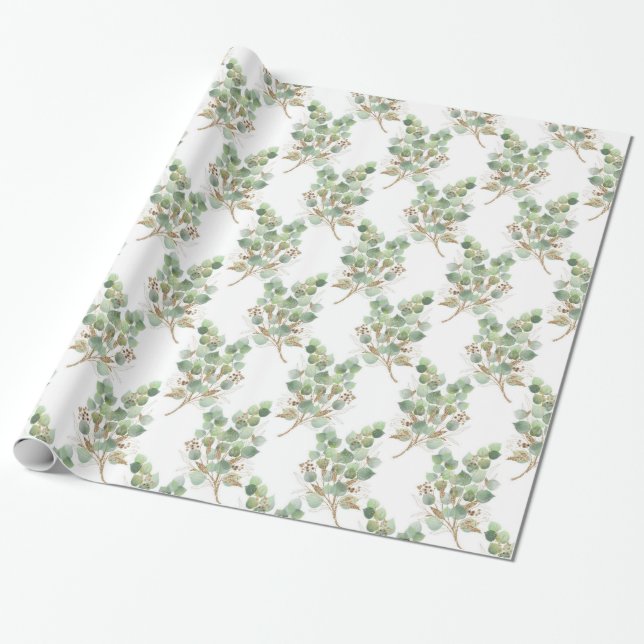LUXURIOUS EUCALYPTUS DESIGN WRAPPING PAPER  (Unrolled)