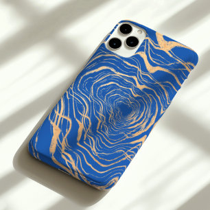 luxurious faux bold yellow gold ring in royal blue iPhone 16 pro max case