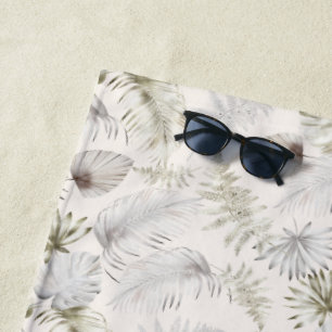 Luxurious Faux Gold Tropical Foliage Monogram Beach Towel