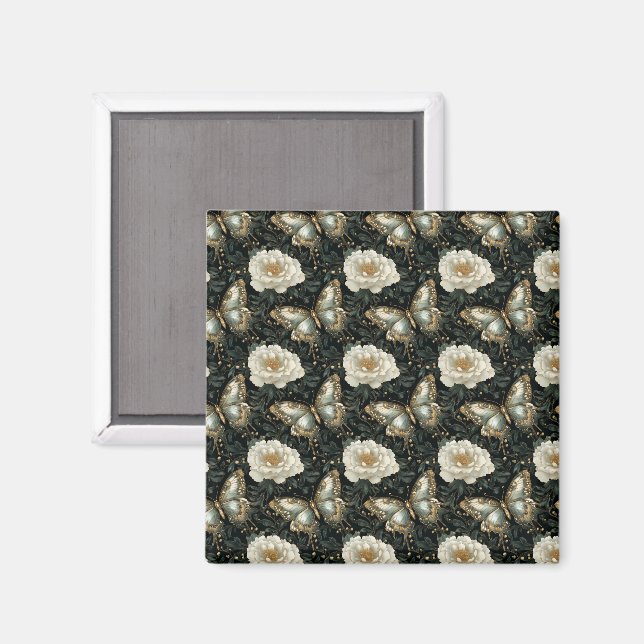 Luxurious Floral & Butterfly Seamless Pattern Magnet (Front/Back)
