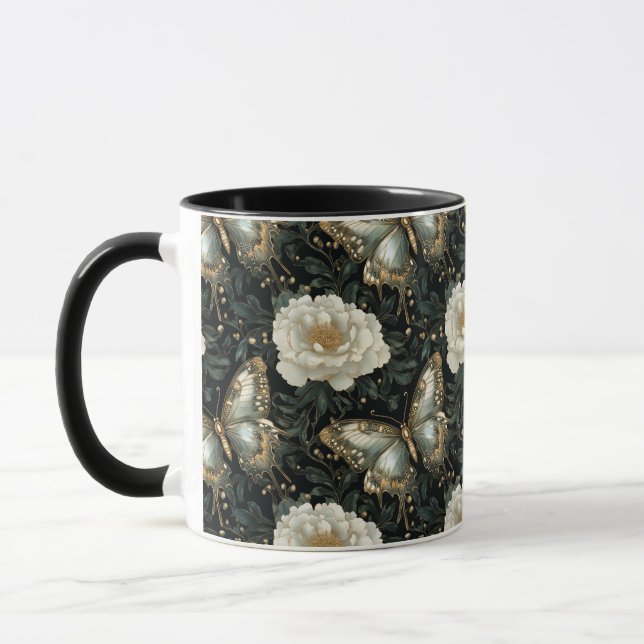 Luxurious Floral & Butterfly Seamless Pattern Mug (Left)