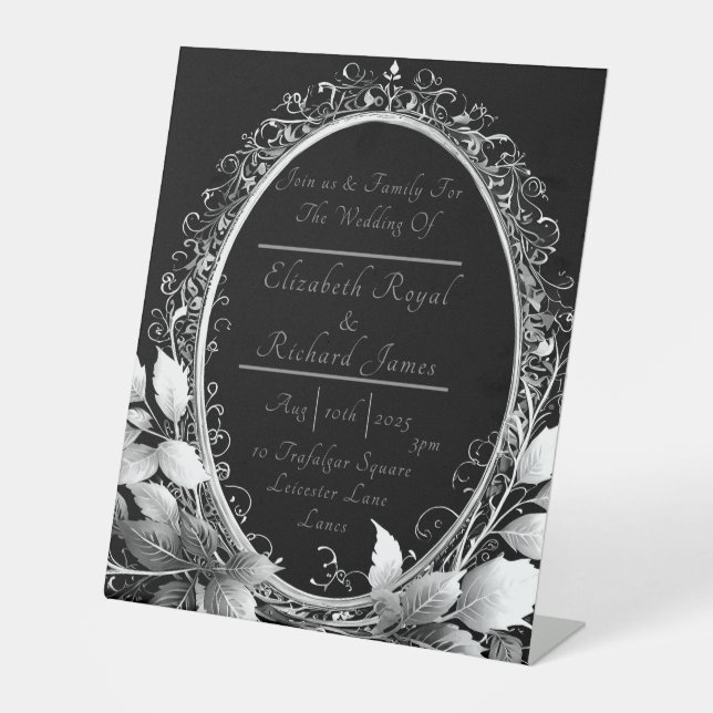 Luxurious floral frame pedestal sign (Front)