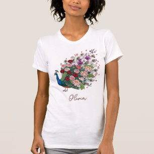 Luxurious Floral Peacock Roses, Orchids & Lotus T-Shirt