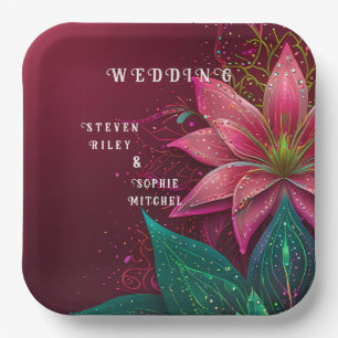Luxurious Floral Wedding Invitation Suite Paper Plate