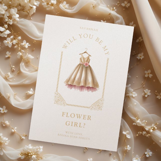 Luxurious Flower Girl Pink Dress Ornamental Dome (Luxurious Pink Dress Ornamental Dome Arch Effect Flower Girl Proposal Card. )