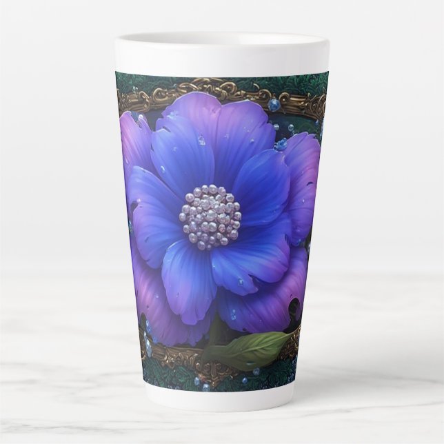 Luxurious Flower With Ornate Frame Latte Mug (Front)
