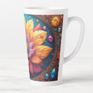 Luxurious Flower With Ornate Frame Latte Mug
