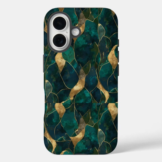 Luxurious Geometric Abstract iPhone 16 Tough Case (Back)