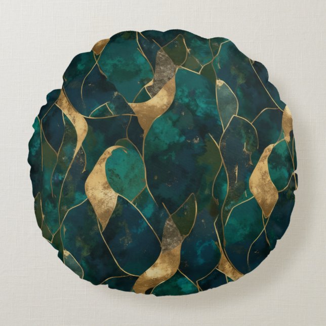 Luxurious Geometric Abstract Round Pillow (Front)